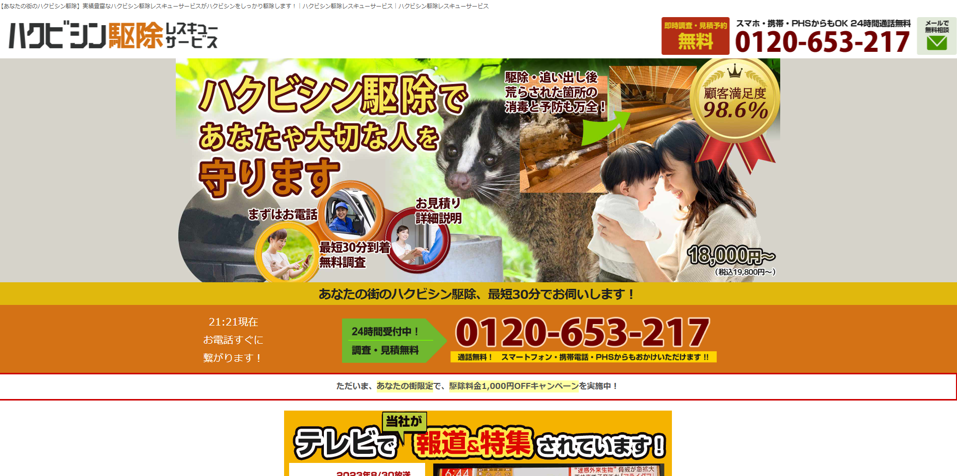 ハクビシン駆除レスキュー 公式サイト