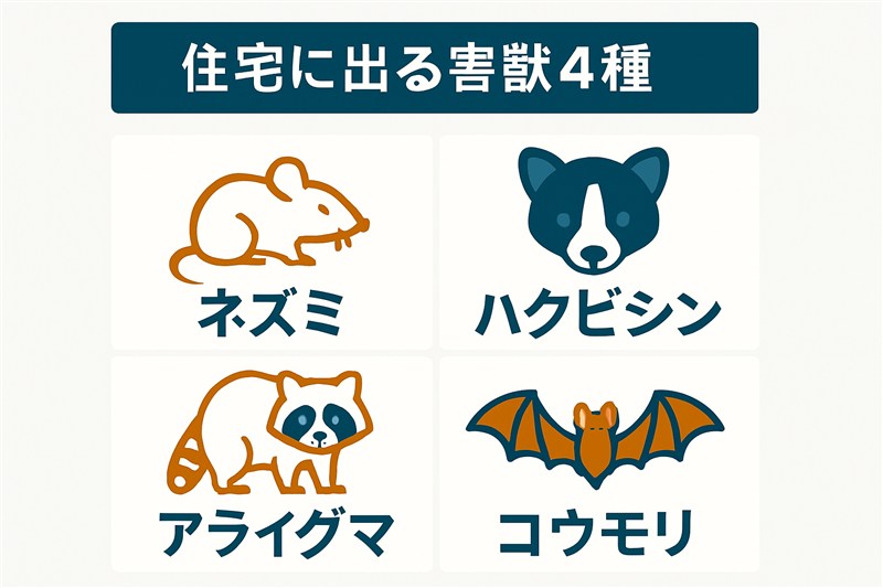 町田市で多い害獣4種